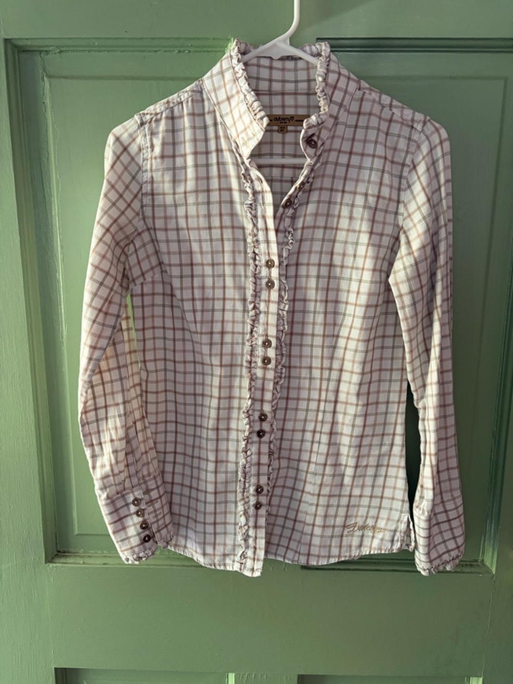 Dubarry of Ireland Chamomile Button Front High Neck Shirt plaid US 4 34